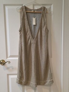 Anthropologie Metallic Taupe V-Neck Knit Slip